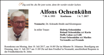 Traueranzeige von Alfons Ochsenkühn von Neumarkter Tagblatt