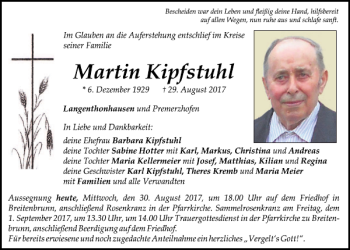 Traueranzeige von Martin Kipfstuhl von Neumarkter Tagblatt