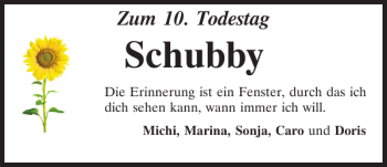 Traueranzeige von Schubby  von Neumarkter Tagblatt