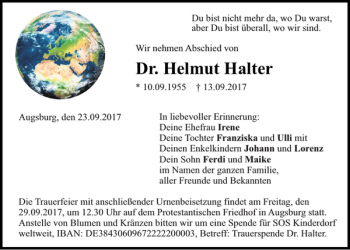 Traueranzeige von Dr. Helmut Halter von Mittelbayerische Zeitung Regensburg