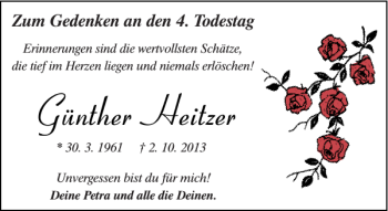 Traueranzeige von Günther Heitzer von Mittelbayerische Zeitung Regensburg