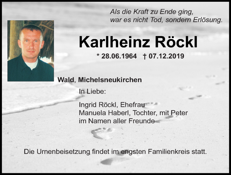  Traueranzeige für Karlheinz Röckl vom 10.12.2019 aus Bayerwald Echo