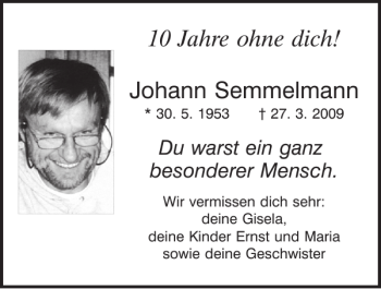 Traueranzeige von Johann Semmelmann von Mittelbayerische Zeitung Regensburg