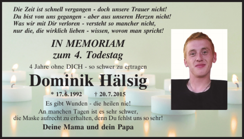  Traueranzeige für Dominik Hälsig vom 20.07.2019 aus Mittelbayerische Zeitung Schwandorf