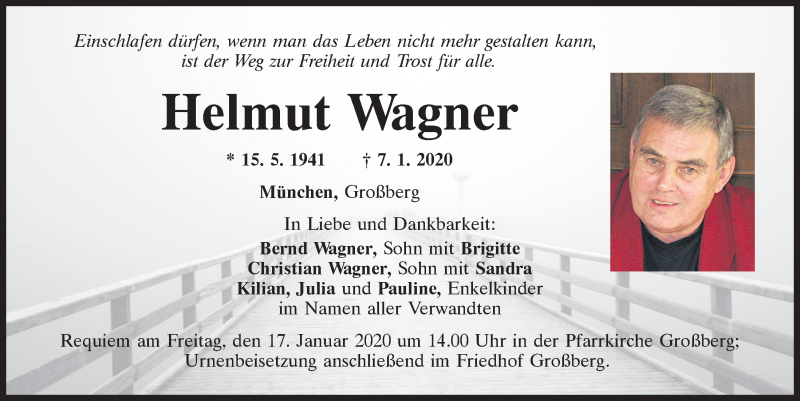  Traueranzeige für Helmut Wagner vom 11.01.2020 aus Mittelbayerische Zeitung Regensburg