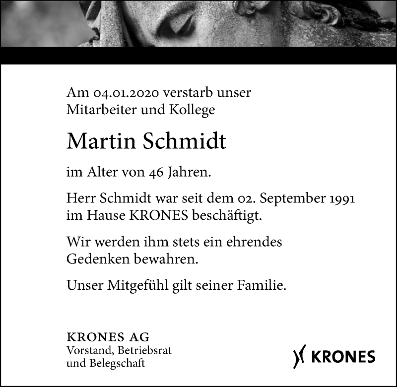  Traueranzeige für Martin Schmidt vom 15.01.2020 aus Mittelbayerische Zeitung Regensburg