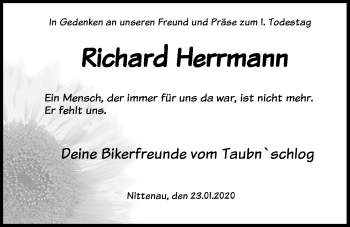 Traueranzeige von Richard Herrmann von Mittelbayerische Zeitung Schwandorf
