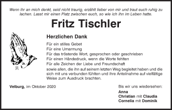 Traueranzeige von Fritz Tischler von Neumarkter Tagblatt