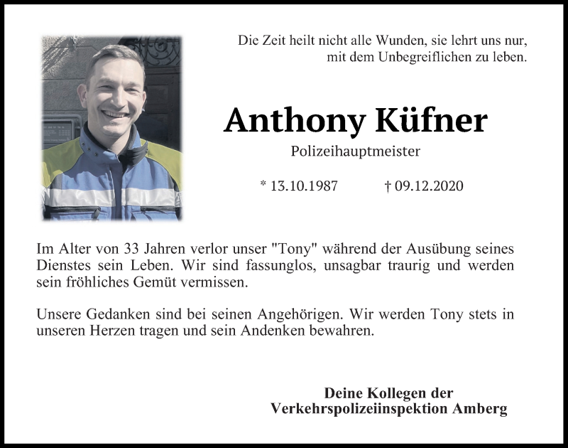  Traueranzeige für Anthony Küfner vom 12.12.2020 aus Mittelbayerische Zeitung Schwandorf