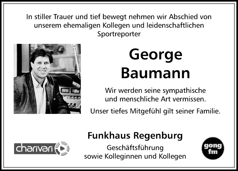  Traueranzeige für George Baumann vom 23.12.2020 aus Mittelbayerische Zeitung Gesamtausgabe