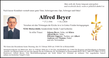 Traueranzeige von Alfred Beyer von Neumarkter Tagblatt