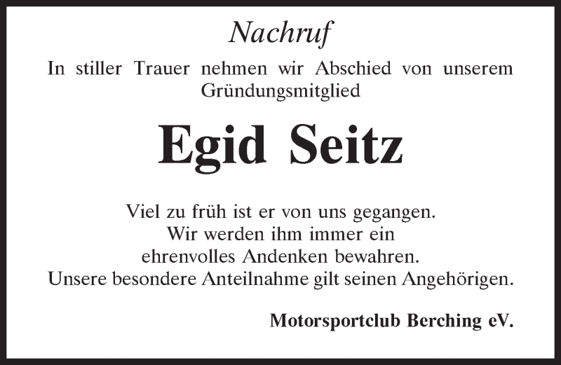 Traueranzeige für Egid Seitz vom 18.02.2020 aus Neumarkter Tagblatt