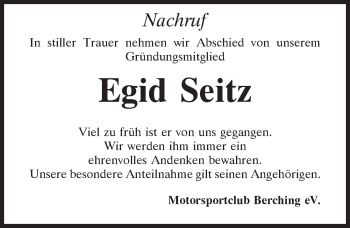 Traueranzeige von Egid Seitz von Neumarkter Tagblatt