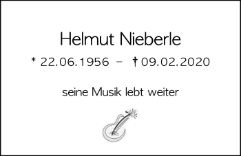 Traueranzeige von Helmut Nieberle von Mittelbayerische Zeitung Regensburg