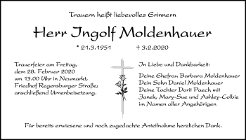 Traueranzeige von Ingolf Moldenhauer von Neumarkter Tagblatt