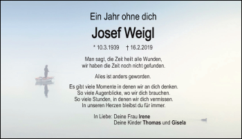 Traueranzeige von Josef Weigl von Neumarkter Tagblatt