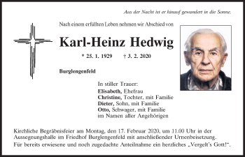 Traueranzeige von Karl-Heinz Hedwig von Mittelbayerische Zeitung Schwandorf
