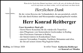 Traueranzeige von Konrad Reitberger von Bayerwald Echo
