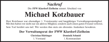 Traueranzeige von Michael Kotzbauer von Mittelbayerische Zeitung Schwandorf