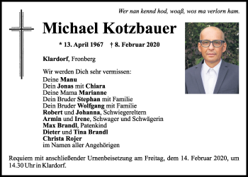 Traueranzeige von Michael Kotzbauer von Mittelbayerische Zeitung Schwandorf