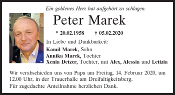 Traueranzeige von Peter Marek von Mittelbayerische Zeitung Regensburg