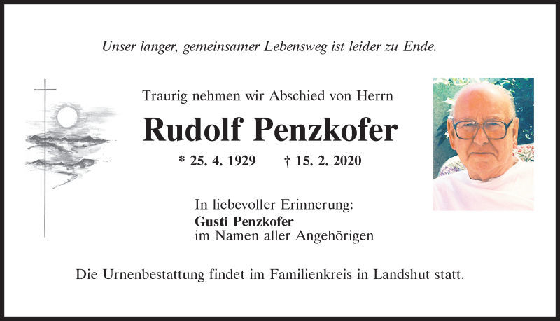  Traueranzeige für Rudolf Penzkofer vom 22.02.2020 aus Mittelbayerische Zeitung Regensburg