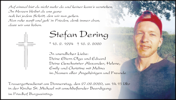 Traueranzeige von Stefan Dering von Mittelbayerische Zeitung Regensburg