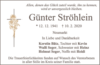 Traueranzeige von Günter Ströhlein von Neumarkter Tagblatt