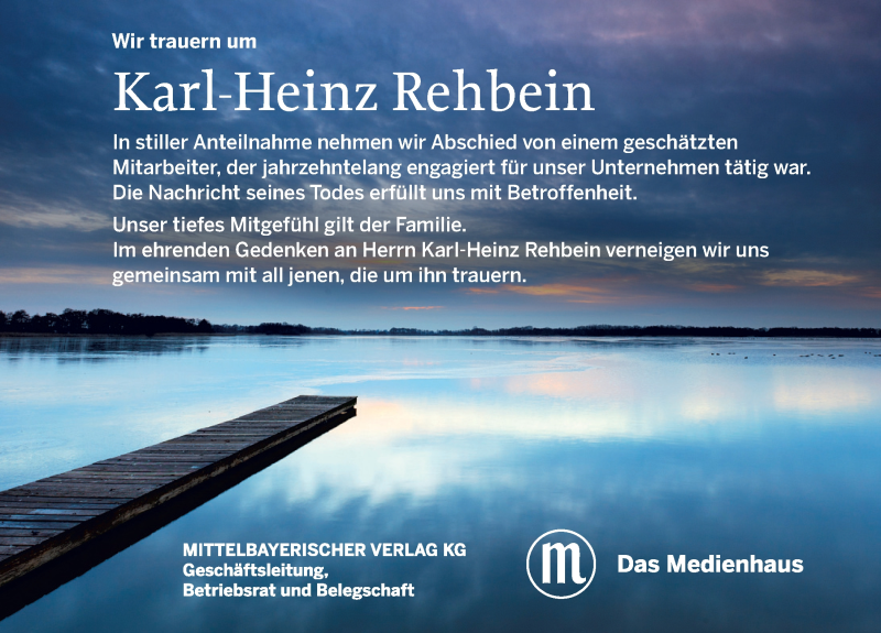  Traueranzeige für Karl-Heinz Rehbein vom 21.03.2020 aus Mittelbayerische Zeitung Regensburg