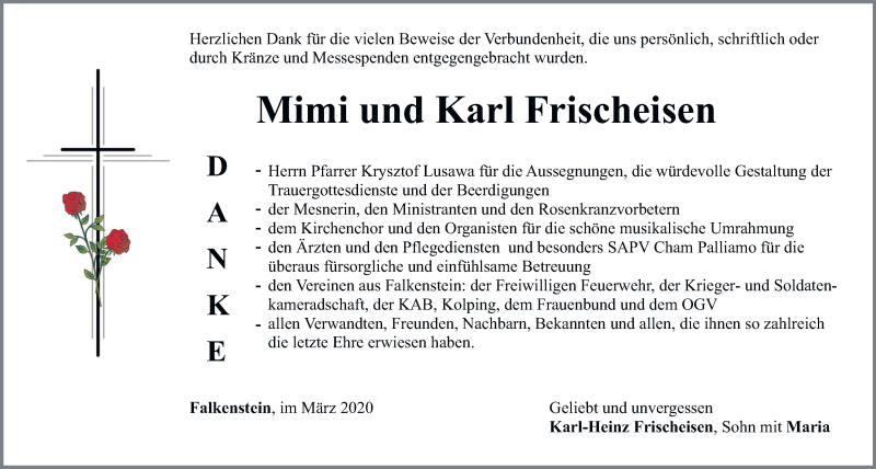  Traueranzeige für Mimi Frischeisen vom 11.03.2020 aus Bayerwald Echo