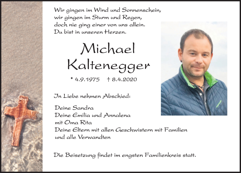  Traueranzeige für Michael Kaltenegger vom 14.04.2020 aus Neumarkter Tagblatt