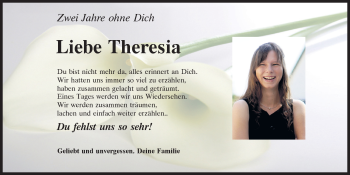 Traueranzeige von Theresia  von Neumarkter Tagblatt