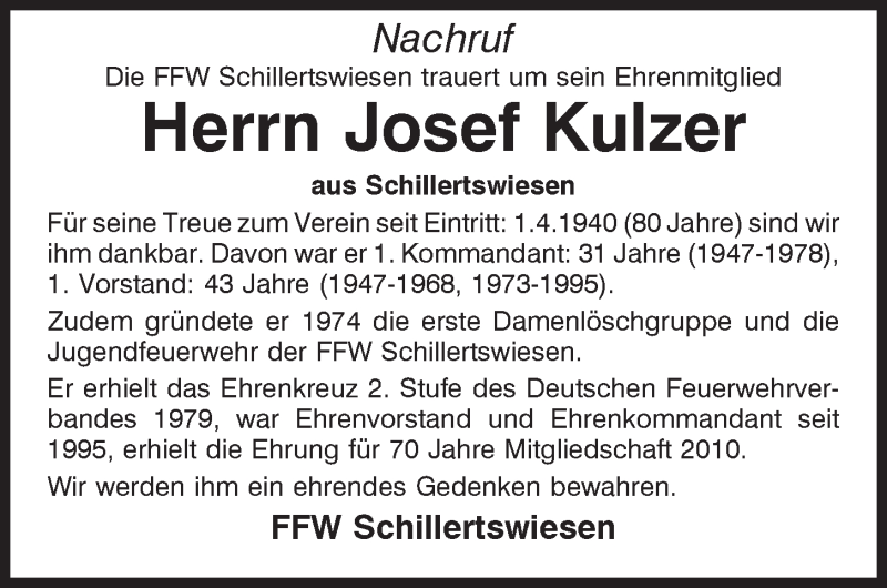  Traueranzeige für Josef Kulzer vom 15.05.2020 aus Bayerwald Echo