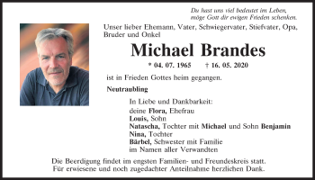 Traueranzeige von Michael Brandes von Mittelbayerische Zeitung Regensburg