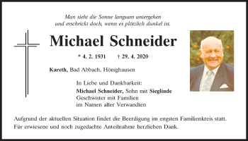 Traueranzeige von Michael Schneider von Mittelbayerische Zeitung Regensburg