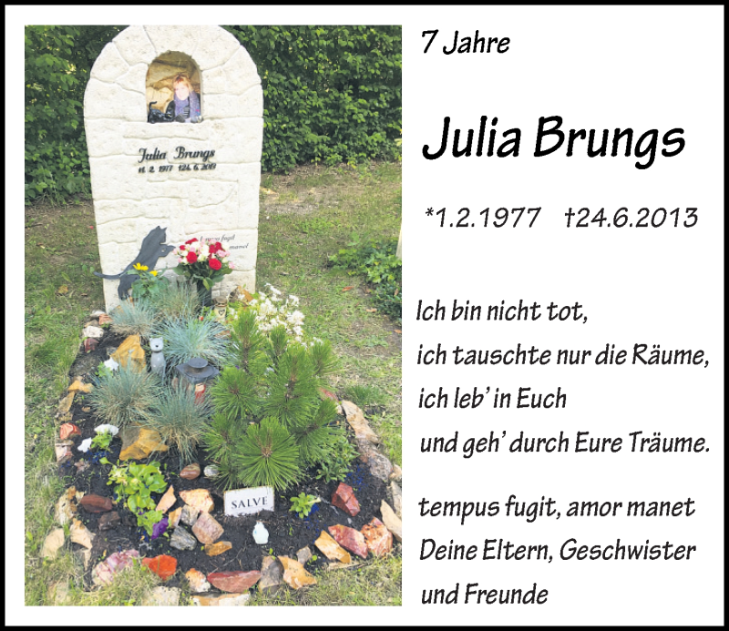  Traueranzeige für Julia Brungs vom 24.06.2020 aus Mittelbayerische Zeitung Regensburg