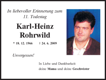 Traueranzeige von Karl-Heinz Rohrwild von Mittelbayerische Zeitung Regensburg