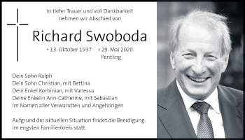 Traueranzeige von Richard Swoboda von Mittelbayerische Zeitung Regensburg