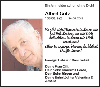 Traueranzeige von Albert Götz von Neumarkter Tagblatt