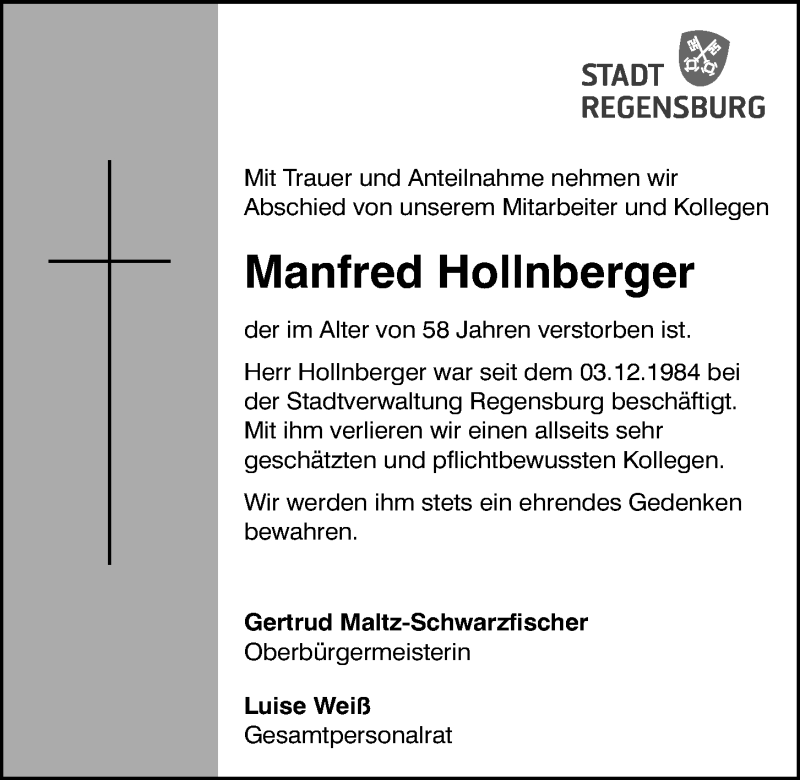  Traueranzeige für Manfred Hollnberger vom 02.07.2020 aus Mittelbayerische Zeitung Regensburg