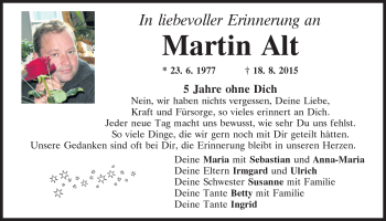 Traueranzeige von Martin Alt von Neumarkter Tagblatt