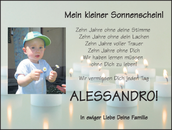 Traueranzeige von Alessandro  von Mittelbayerische Zeitung Schwandorf