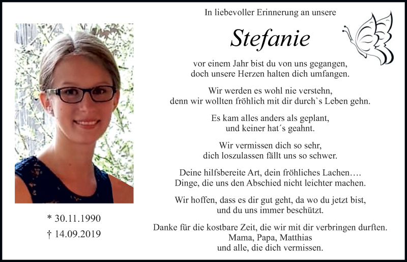 Traueranzeige für Stefanie Müller vom 14.09.2020 aus Bayerwald Echo