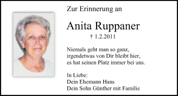 Traueranzeige von Anita Ruppaner von Mittelbayerische Zeitung Regensburg