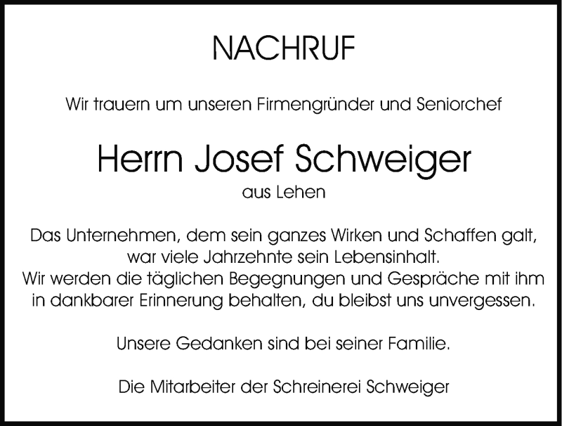 Traueranzeige für Josef Schweiger vom 13.01.2021 aus Mittelbayerische Zeitung Regensburg