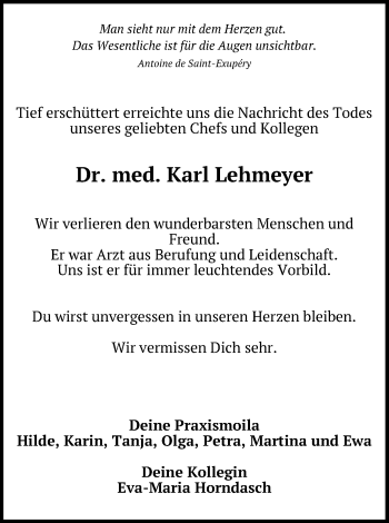 Traueranzeige von Karl Lehmeyer von Neumarkter Tagblatt