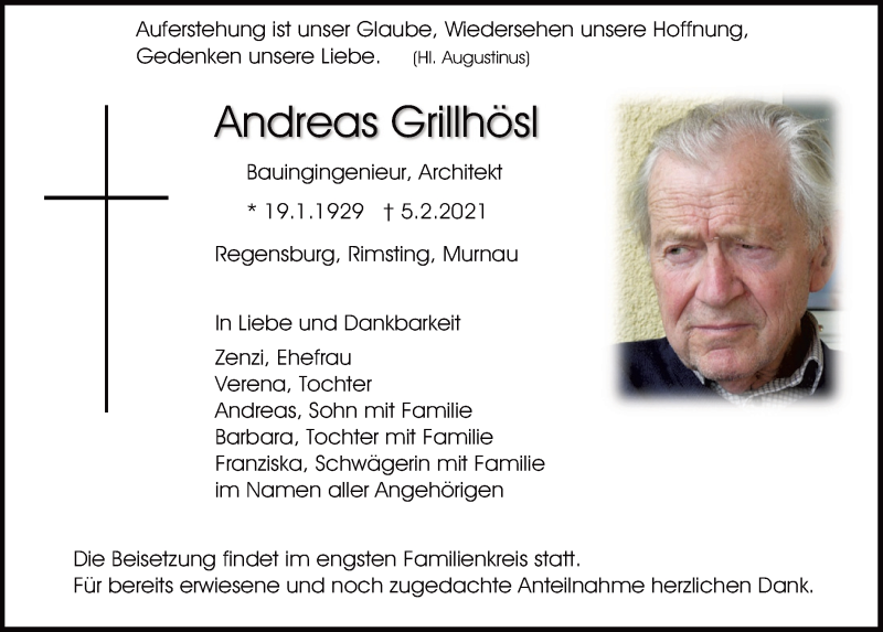  Traueranzeige für Andreas Grillhösl vom 10.02.2021 aus Mittelbayerische Zeitung Regensburg