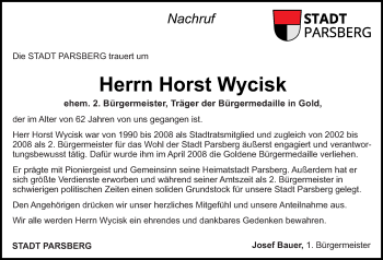 Traueranzeige von Horst Wycisk von Neumarkter Tagblatt