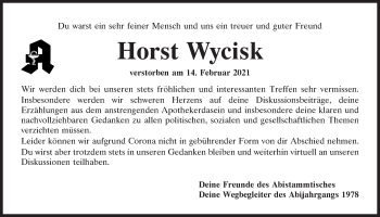 Traueranzeige von Horst Wycisk von Neumarkter Tagblatt