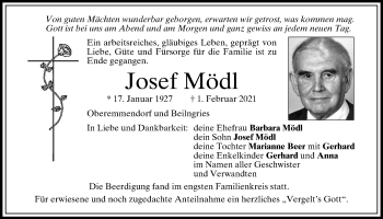 Traueranzeige von Josef Mödl von Neumarkter Tagblatt